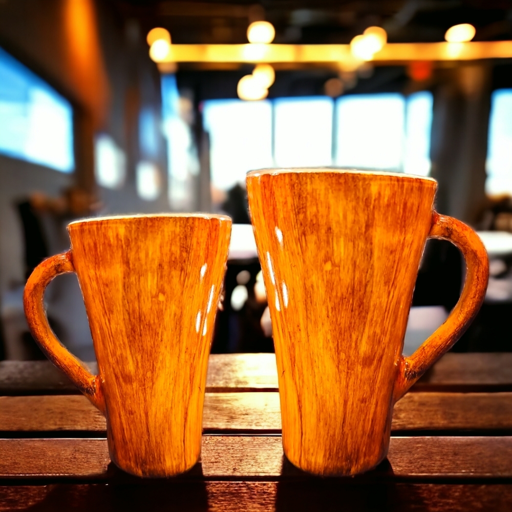 100% Glass/ Wood Inspired/ Latte Glass Set - Picture 1 of 3